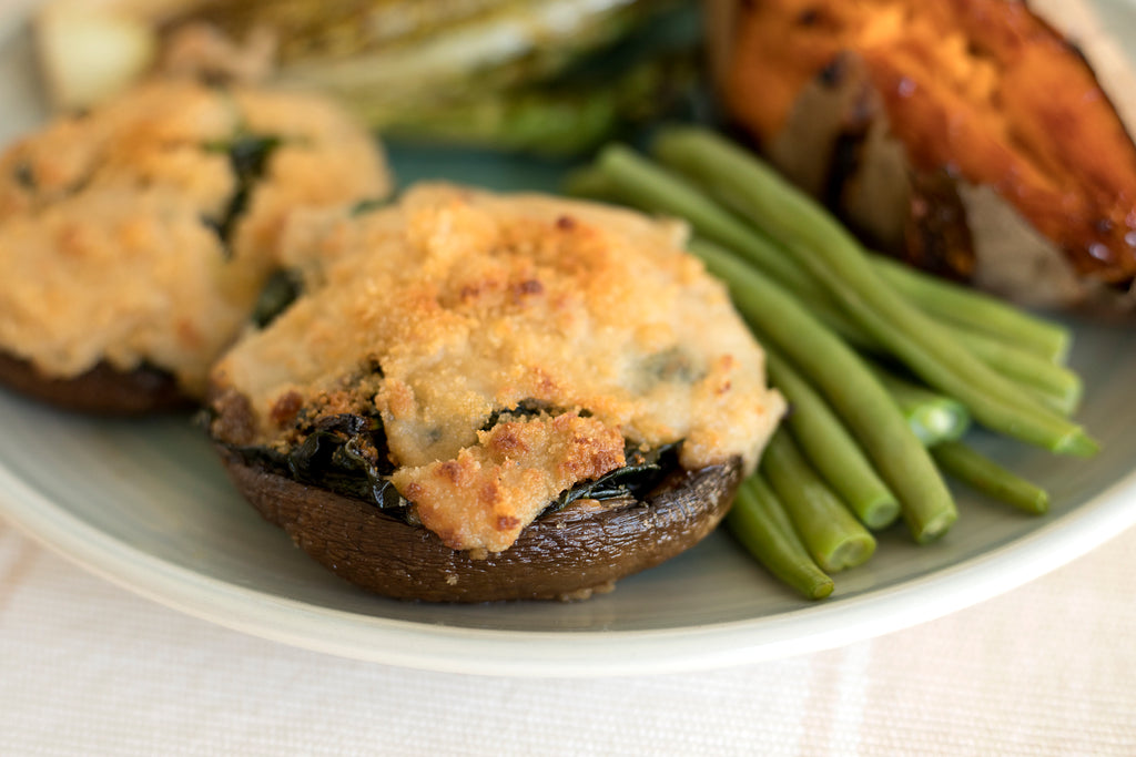Plant Based Spinach and Cheezly Stuffed Mushrooms